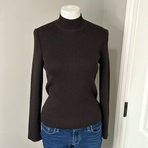 St John Santana Knit Turtleneck Ribbed Sweater Wool Stretch Long Sleeve Sz S NEW